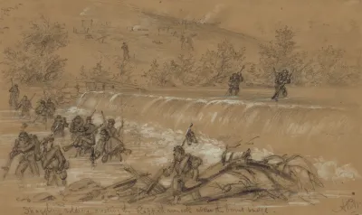 Straggling Soldiers Crossing The Rappahannock Above The Burnt Bridge