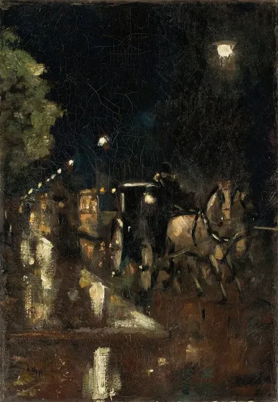 Strase Bei Nacht Im Regen Berlin