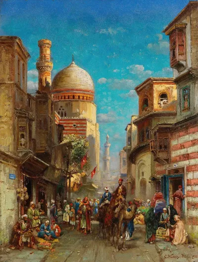 Strasenszene An Der Kai Bey Moschee In Kairo