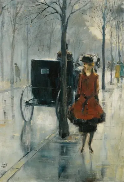 Strassenszene Mit Frau Berlin Street Scene With Woman Berlin
