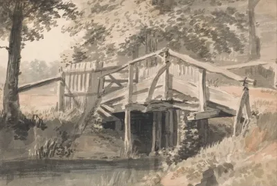 Stream And Wooden Bridge