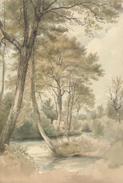 Stream With Trees And Cattle Near Bromley Hill Kent