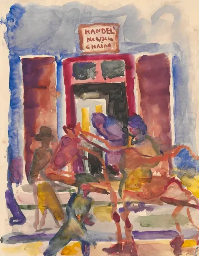 Street Scene In Front Of A Shop