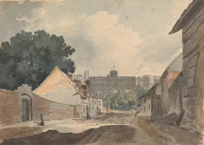 Street Scene Lined With Buildings