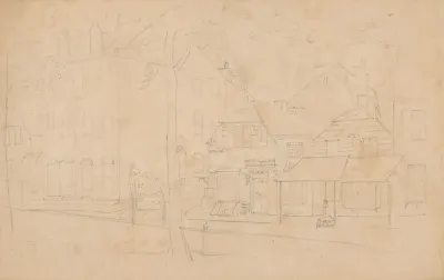 Street Scene With Houses And Stores Including Geo H Cooper Co Wholesale Merchant