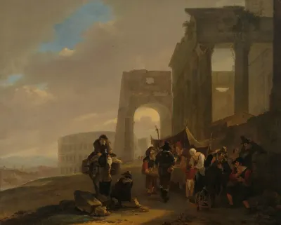 Street Scene With Roman Ruins