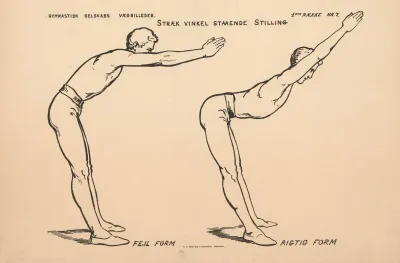 Stretch Stoop Standing Position Wrong Form Right Form Straek Vinkel Staaende Stilling