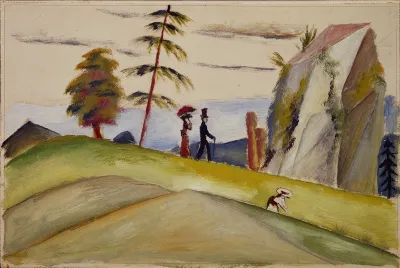 Strollers In A Rocky Landscape