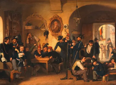 Studentenwachstube Der Akademischen Legion In Der Aula Der Alten Universitat Im Jahre 1848