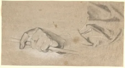 Studie Af En Hand Og Et Draperi