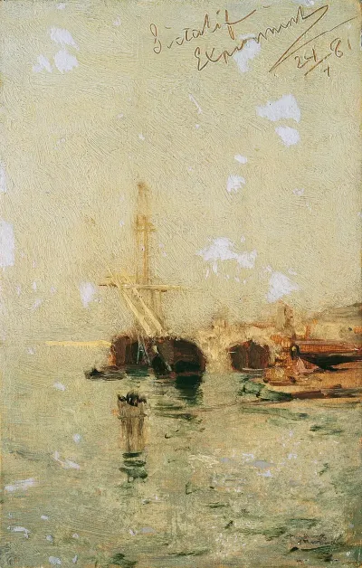 Studie Aus Venedig Mit Schiff