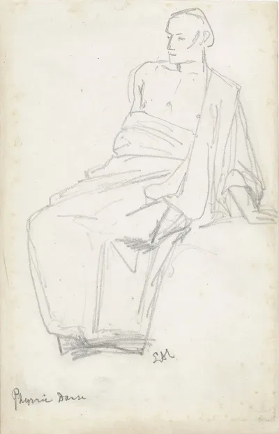 Studie Van Een Zittende Figuur