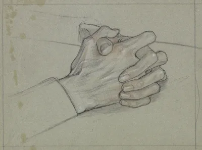 Studie Van Gevouwen Handen Voor Het Portret Van Mevrouw Ragazzi Van Den Wall Bake