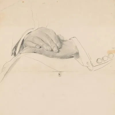 Studie Van Handen Voor Het Onvoltooide Olieverfschilderij Van De Nederlandse Rechtbank In Londen Juni 1942 2