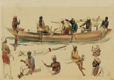 Studie Von Booten Und Bootsleuten Auf Ceylon