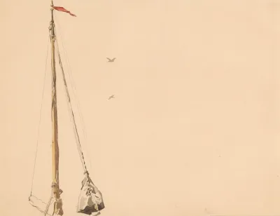 Studieblad Met Mast Van Een Schip