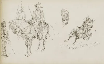 Studieblad Onder Andere Met Militairen Te Paard