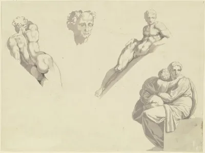 Studien Aus Der Sixtinische Kapelle Des Michelangelo Nach Kupferstichen Gezeichnet