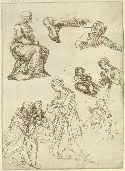 Studienblatt Apostel Geburt Und Anbetung Christi Fus Eines Knienden