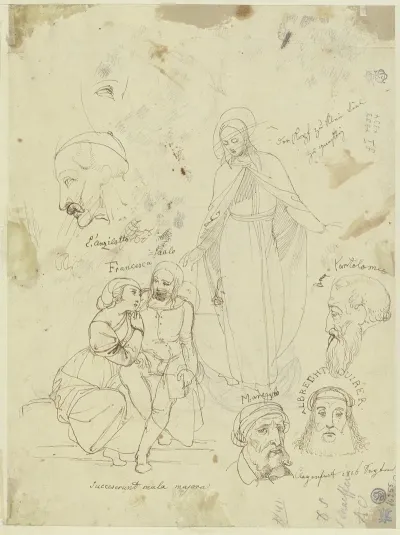 Studienblatt Figuren Und Kopfe 2