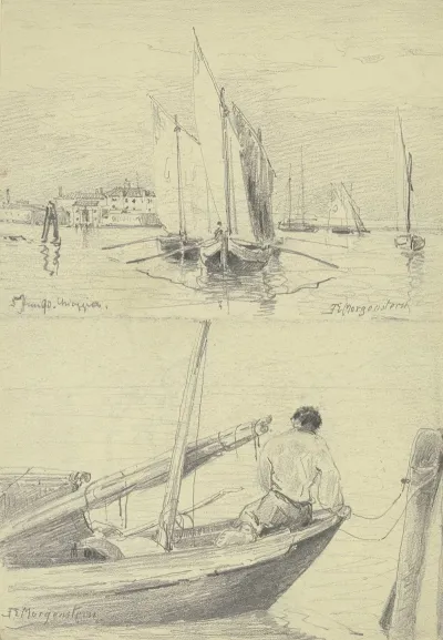 Studienblatt Fischerboote Bei Chioggia
