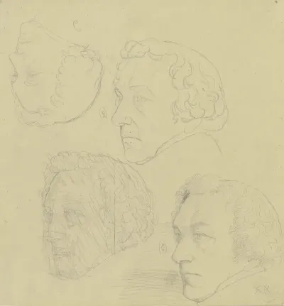 Studienblatt Mit Bildnissen Des Philipp Veit