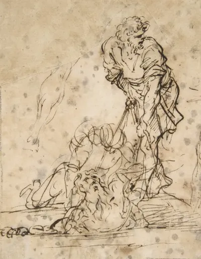 Studies For A Figure Lifted From A Grave Or Pit By Cords