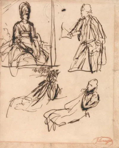 Studies For Portraits Of A Man And Of A Woman