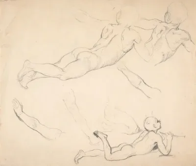 Studies Of A Boy Playing The Flute
