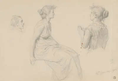 Studies Of A Female And Of A Male Head For The Painting St John The Baptist Refusing To Baptise Pharisees