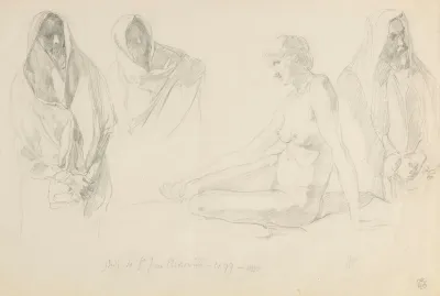Studies Of A Female Figure And Male Figures For The Painting St John The Baptist Refusing To Baptise Pharisees