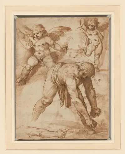 Studies Of A Figure Bending Over Two Putti And An Arm
