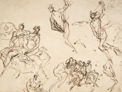 Studies Of A Group Of Seated Figures And Of A Flying Figure