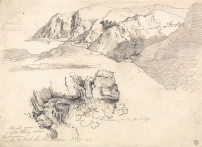 Studies Of A Hilly Coast And A Rocky Waterfall