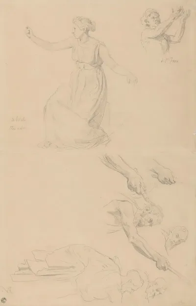Studies Of A Male Figure For The Painting St John The Baptist Refusing To Baptise Pharisees 1900 And Of A Female Figure