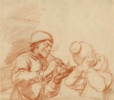 Studies Of A Man Smoking And A Man Drinking