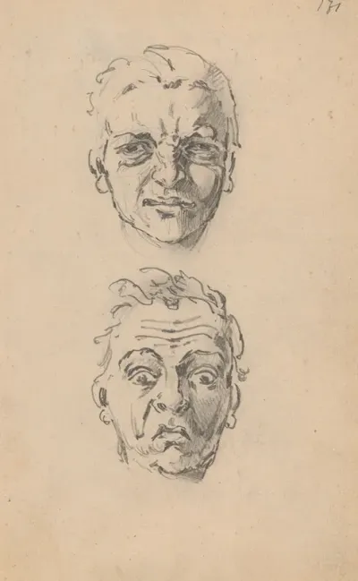 Studies Of A Mans Head With Different Face Expressions