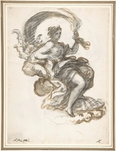 Studies Of A Reclined Woman On A Seashell For The Triumph Of Galatea