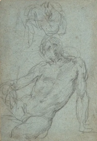 Studies Of A Seated Nude Male Figure