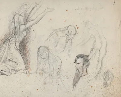 Studies Of A Woman And Mans Head