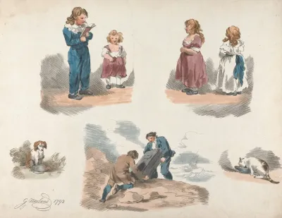 Studies Of Children A Dog A Cat Etc