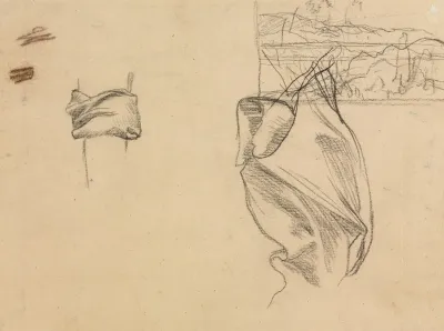 Studies Of Drapery And Study Of A Landscape Verso