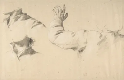 Studies Of Drapery In Sleeve And Collars