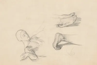 Studies Of Feet Of Nicodemus And Christ To The Painting Entombment