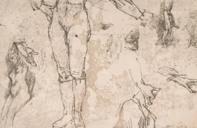 Studies Of Female Nude Hands And Male Torso