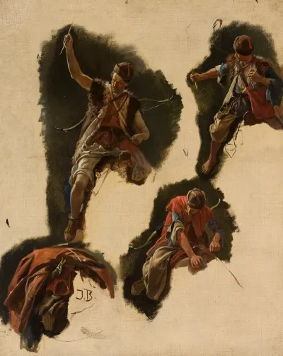 Studies Of Figures For The Painting Tartars Flight