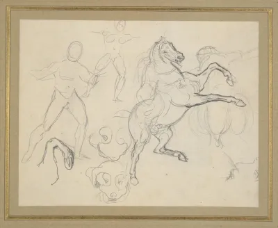 Studies Of Figures Horses And Dogs