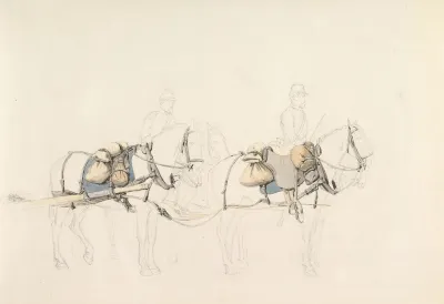 Studies Of Four Horses With Two Horsemen