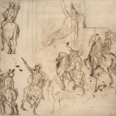 Studies Of Horsemen And Study Of A Figure For A Deposition