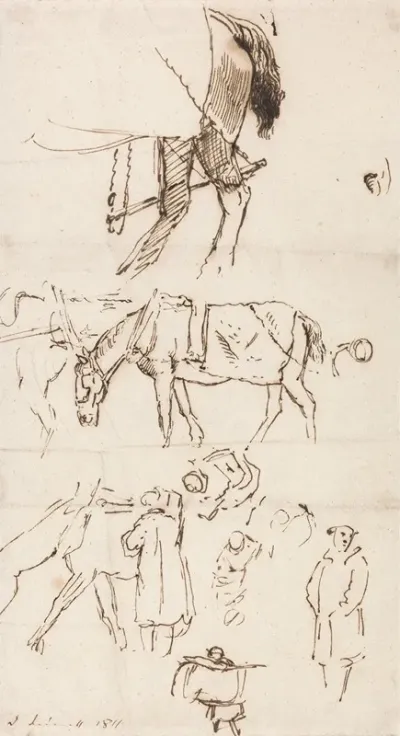 Studies Of Horses Men And Carriages